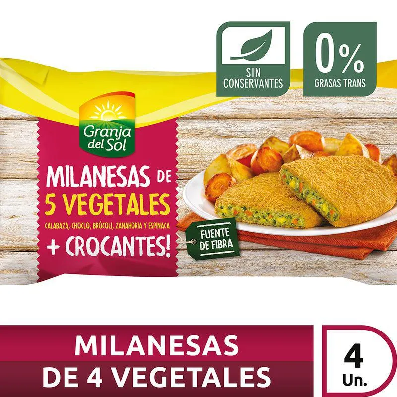 Milanesas de 5 Vegetales Granja del Sol 320 Grs.