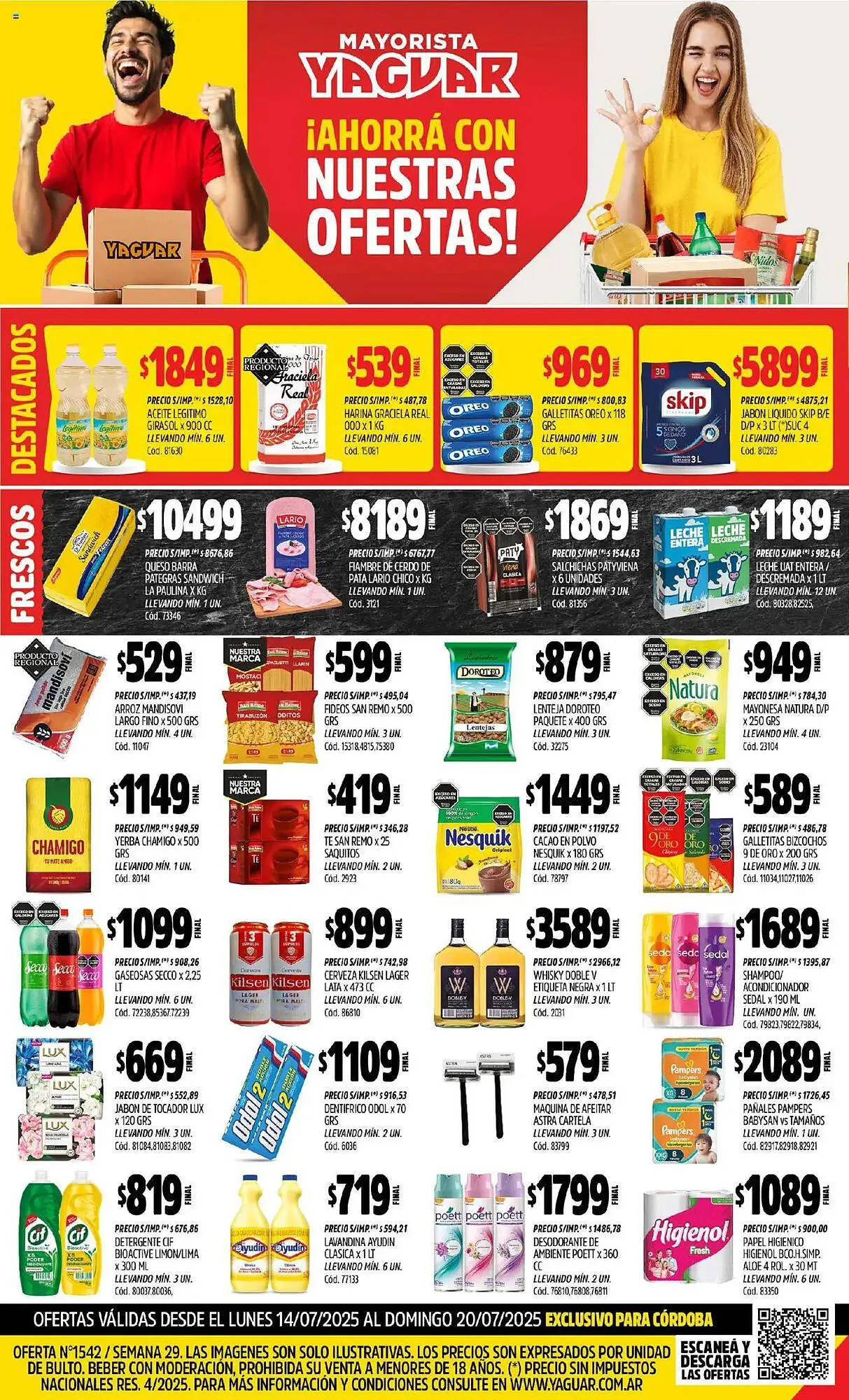 Ofertas de Catálogo Supermercados Yaguar 14 de julio al 20 de julio 2025 - Página 1 del catálogo
