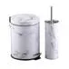 Set de cesto de basura a pedal y escobilla de baño blanco
