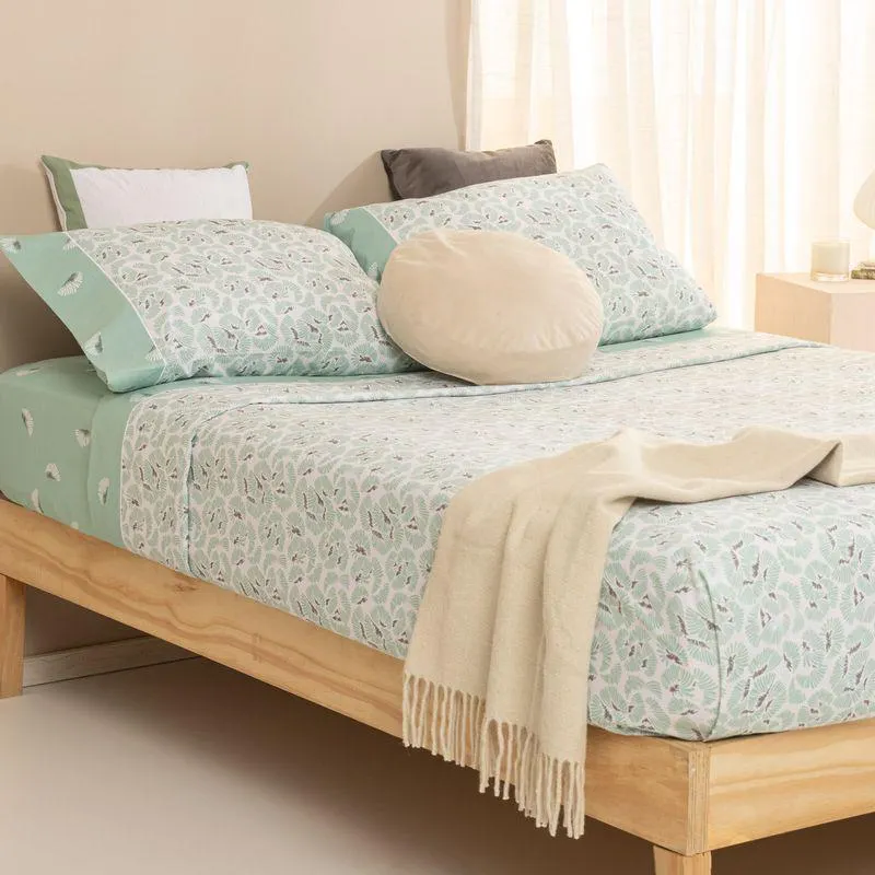 Juego de Sábanas Extra Queen Size Flor Abanico