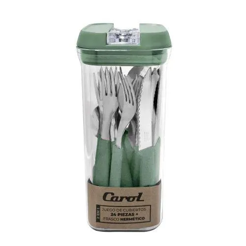 Cubiertos Carol 32224ARG 24P Verde