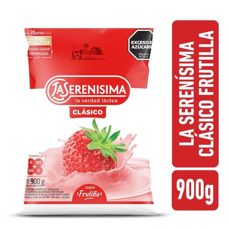 Yogur bebible frutilla La SerenÍsima Clásico 900gr