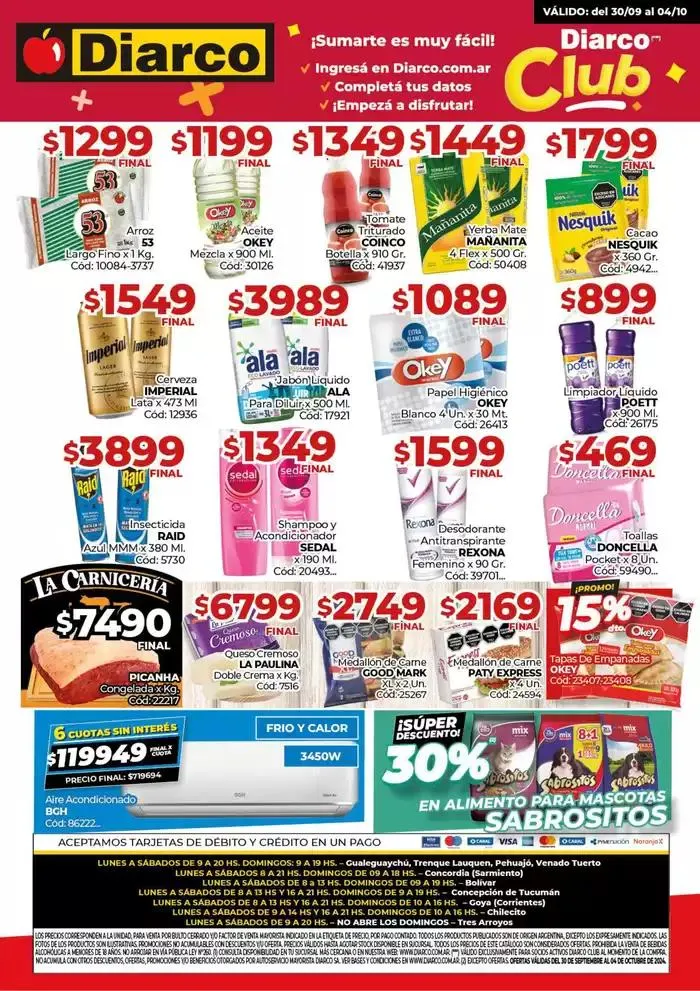 Ofertas de Diarco Ofertas Pueblo Interior 30 de septiembre al 4 de octubre 2024 - Página 1 del catálogo