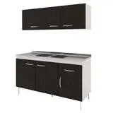 Kit de cocina Alfa 140 cm blanco y negro con mesada incluida