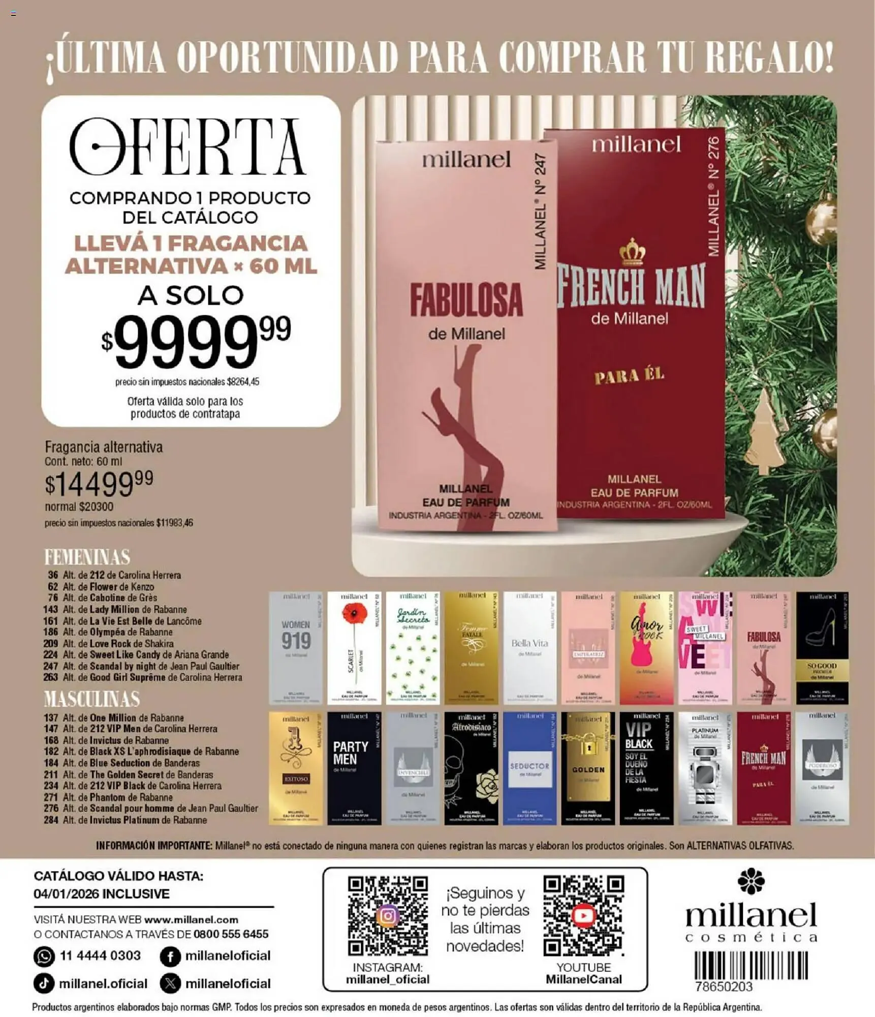 Ofertas de Catálogo Millanel Cosmética 8 de diciembre al 4 de enero 2026 - Página 220 del catálogo