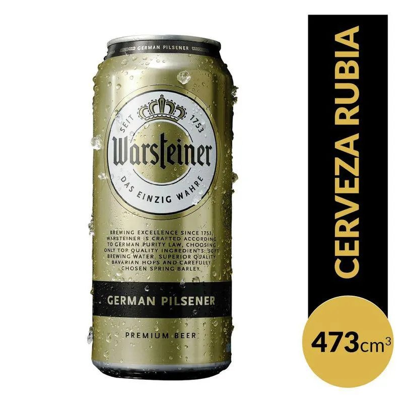 Cerveza Rubia Warsteiner lata 473 Ml.