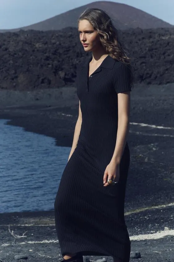 VESTIDO CAMISERO PUNTO CANALÉ