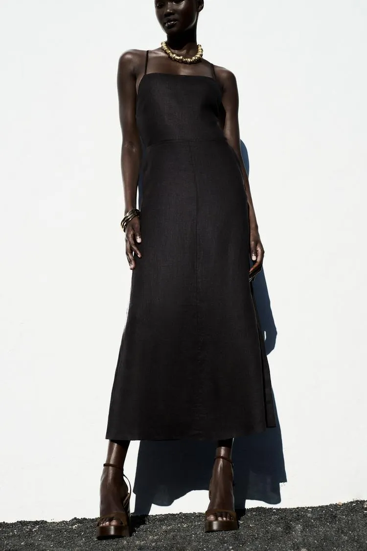VESTIDO MIDI LINO 100% ZW COLLECTION