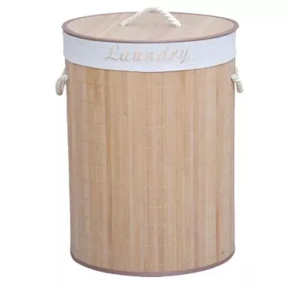 Cesto de ropa bamboo redondo 60 x 40 cm