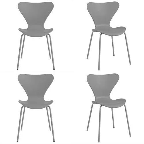 Silla Jacob de comedor gris patas metal Makom x 4