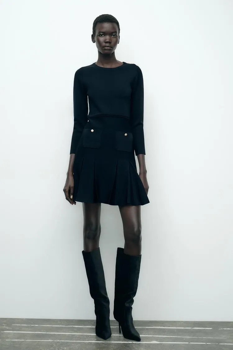 VESTIDO CORTO PUNTO TABLAS