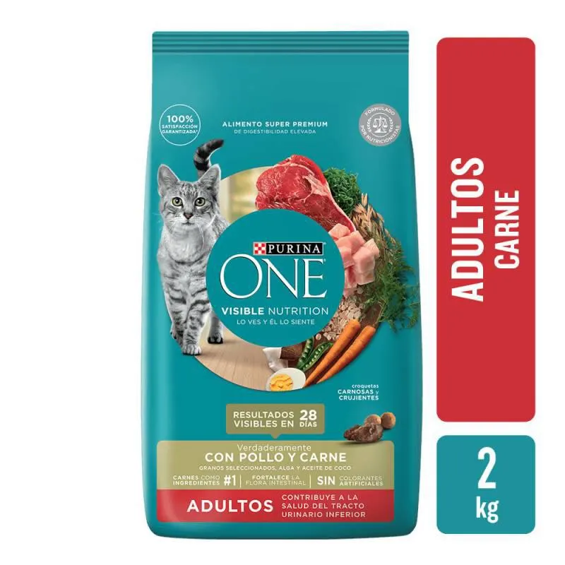 Alimento para Gato Adulto Carne Purina One x 2 Kg.