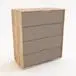 Cómoda 4 cajones roble natural y gris cubanita