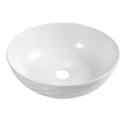 Bacha circular de apoyo Wavy loza glossy blanco