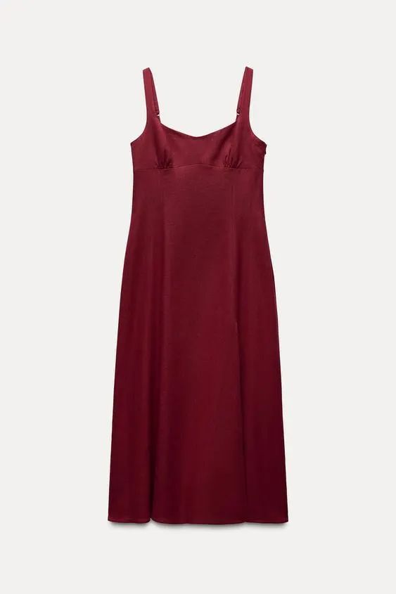 VESTIDO MIDI CON LINO