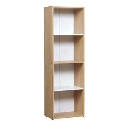 Biblioteca Mesina de melamina con 4 estantes hickory y blanco