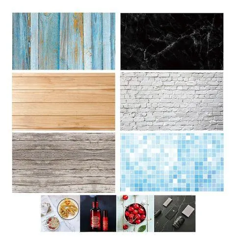 Fondo Fotografico Fotos Reversible Mate Madera Piedra Surtido 2 Set X6