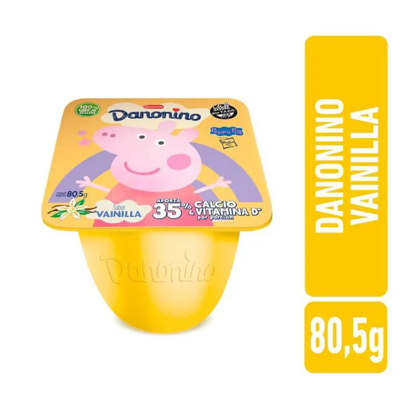 Yogur Peppa Pig Batido Vainilla Danonino x 80,5 g.