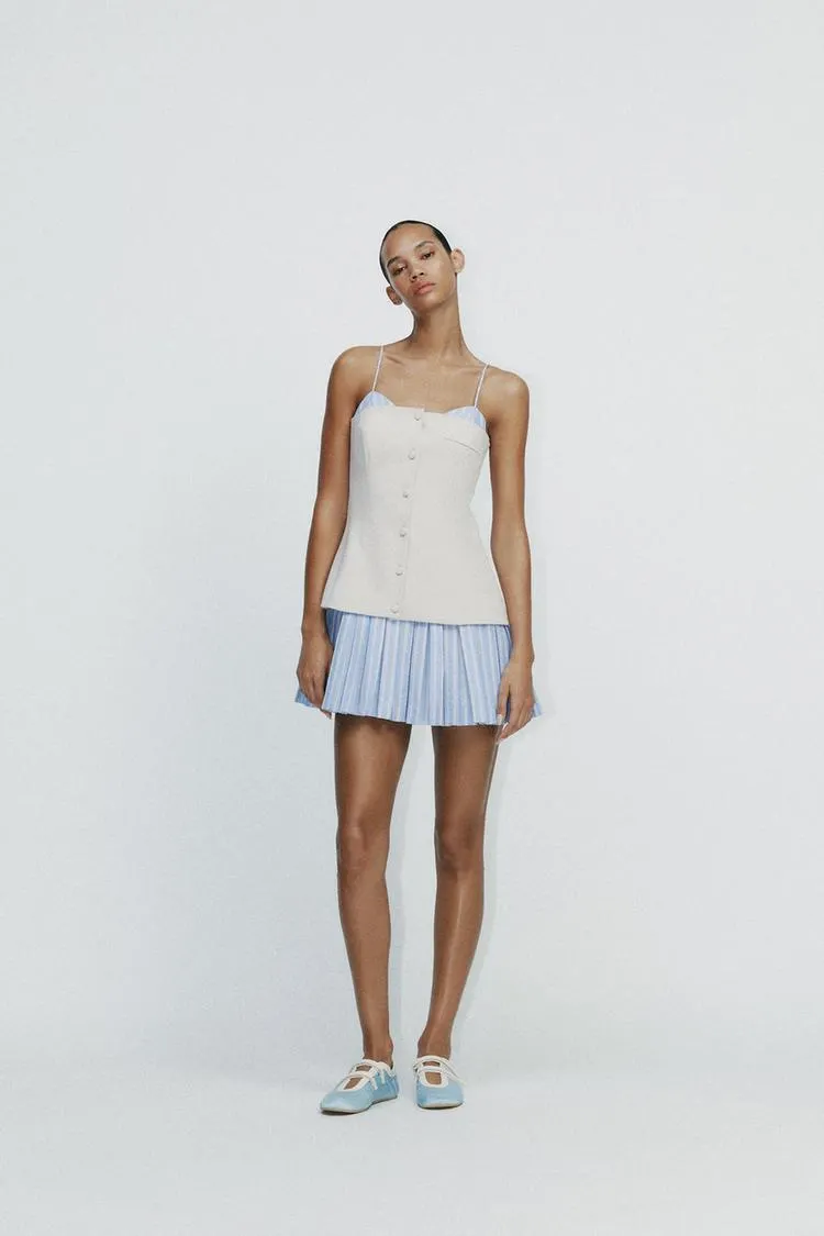 VESTIDO CORTO COMBINADO POPELÍN