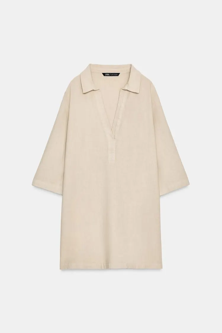 TÚNICA CON LINO ESCOTE PICO