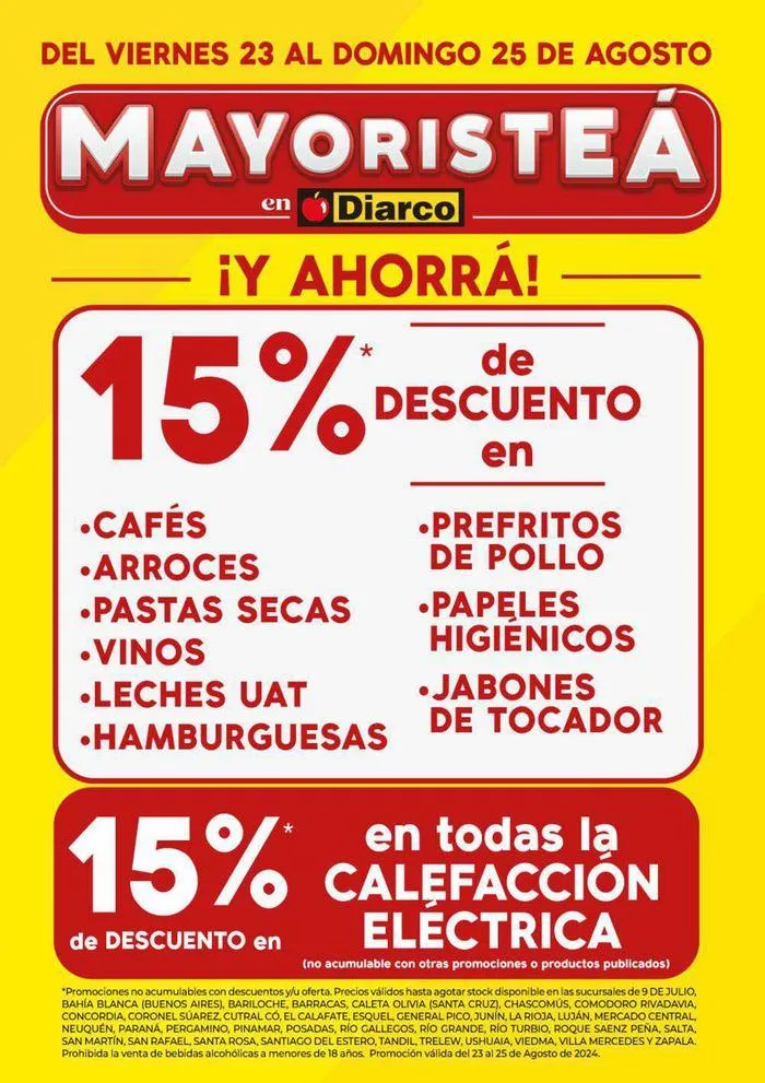 Ofertas de Diarco Ofertas MayoristeÁ 23 de agosto al 25 de agosto 2024 - Página 1 del catálogo