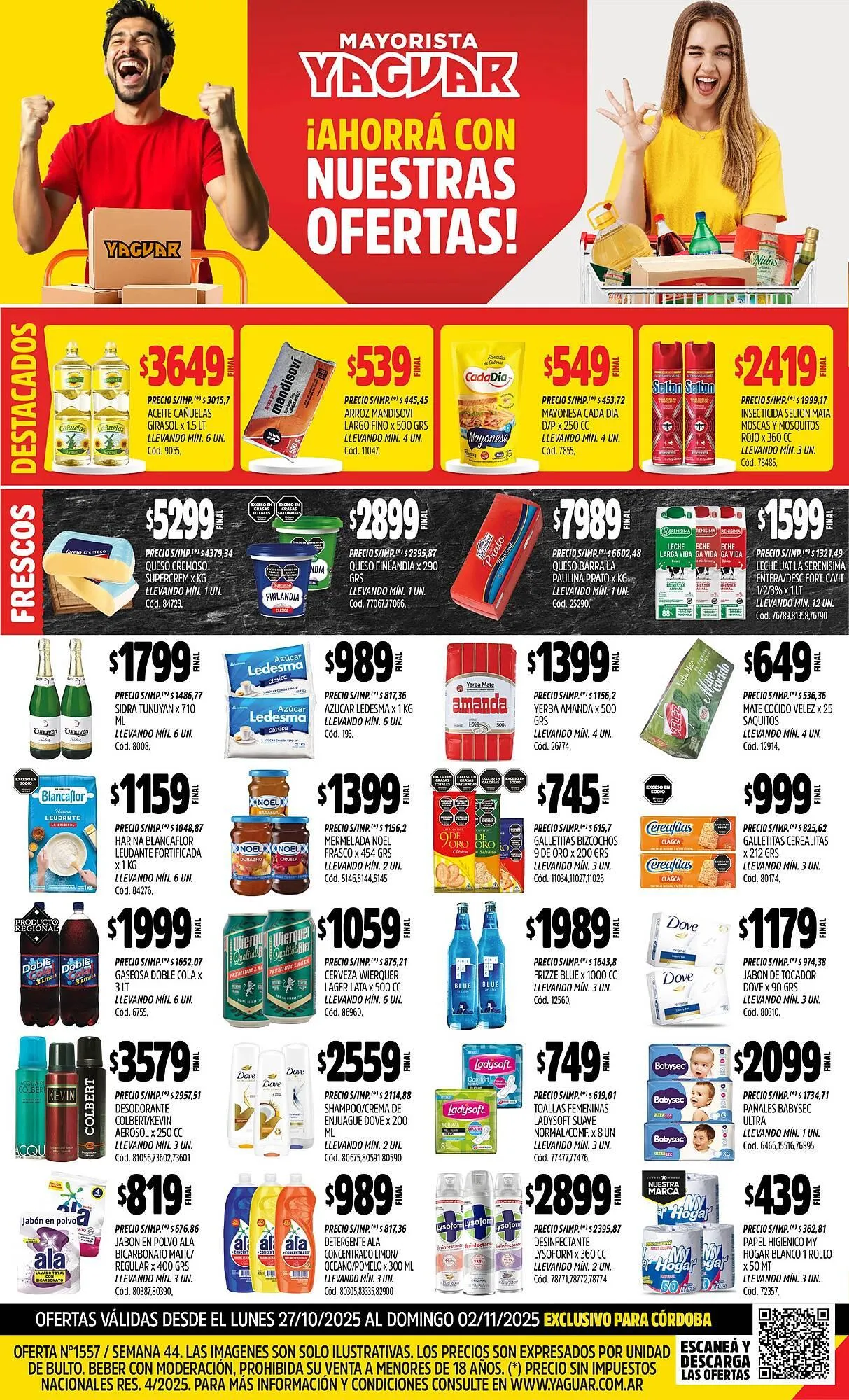 Ofertas de Catálogo Supermercados Yaguar 27 de octubre al 2 de noviembre 2025 - Página 1 del catálogo