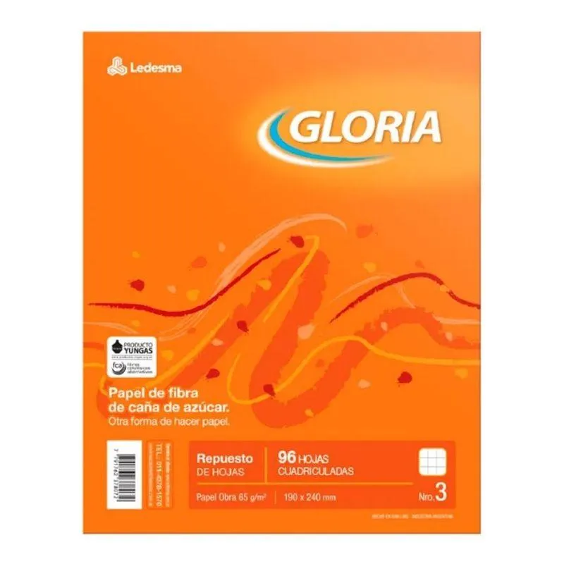 REPUESTO GLORIA 96 HOJAS CUADRICULADAS