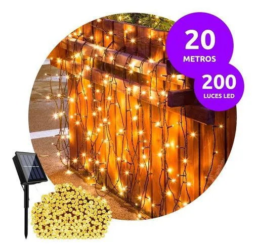 Luces Navidad Exterior Solares Guirnalda Led 20m Impermeable