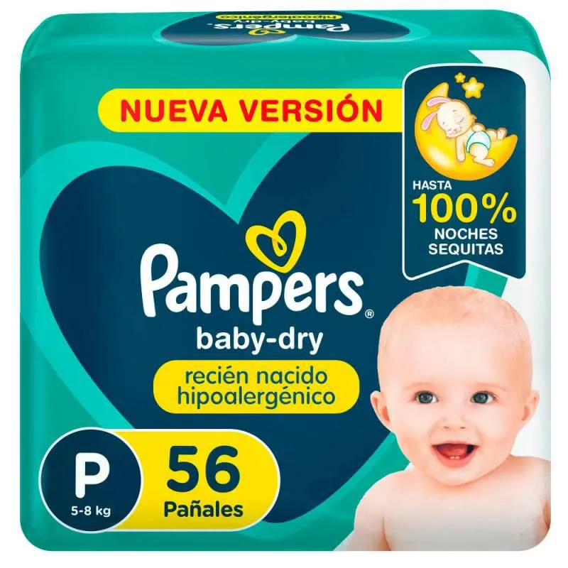 Pañal P Babydry Hiper Pampers x 56 Un.