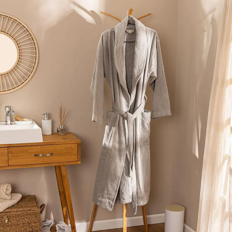 Bata Adulto Mediano Velour Rayas