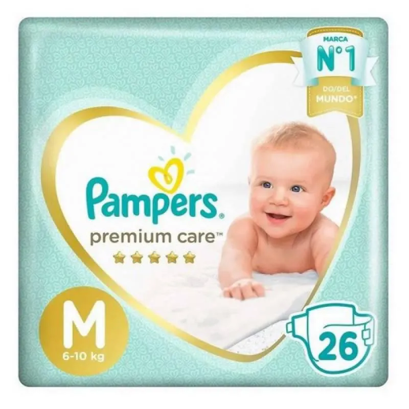 Pañal M Premium Care Plus Pampers x 26 Un.