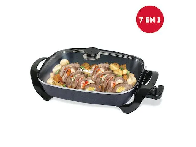 Parrilla Eléctrica Liliana Ak200 1500 Watts con Termostato Tapa de Vidrio Templado