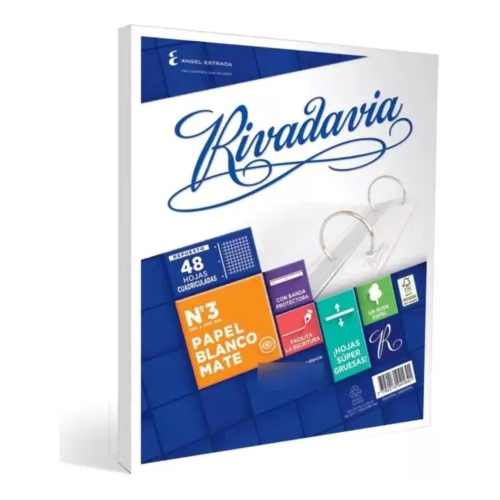 Repuesto escolar Rivadavia cuadriculado x 48 hojas