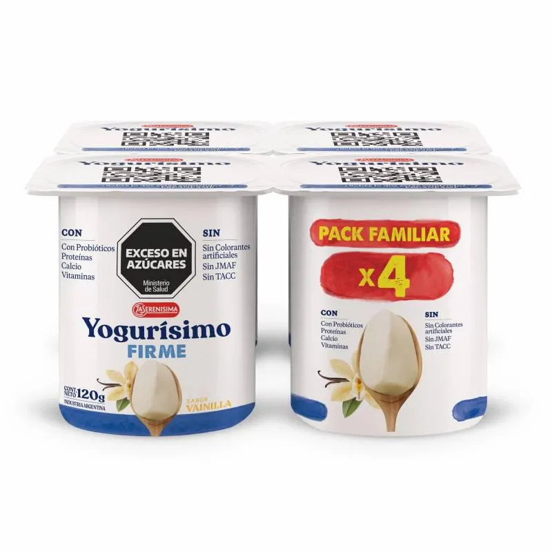 Yogur Firme Vainilla x 4 Un. Yogurisimo x 480 g.
