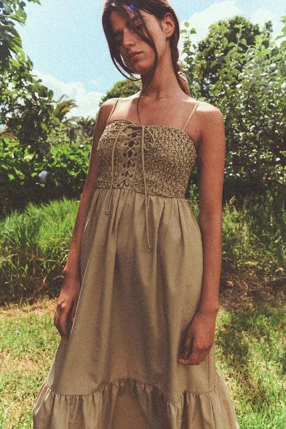 VESTIDO MIDI POPELÍN LAZADA