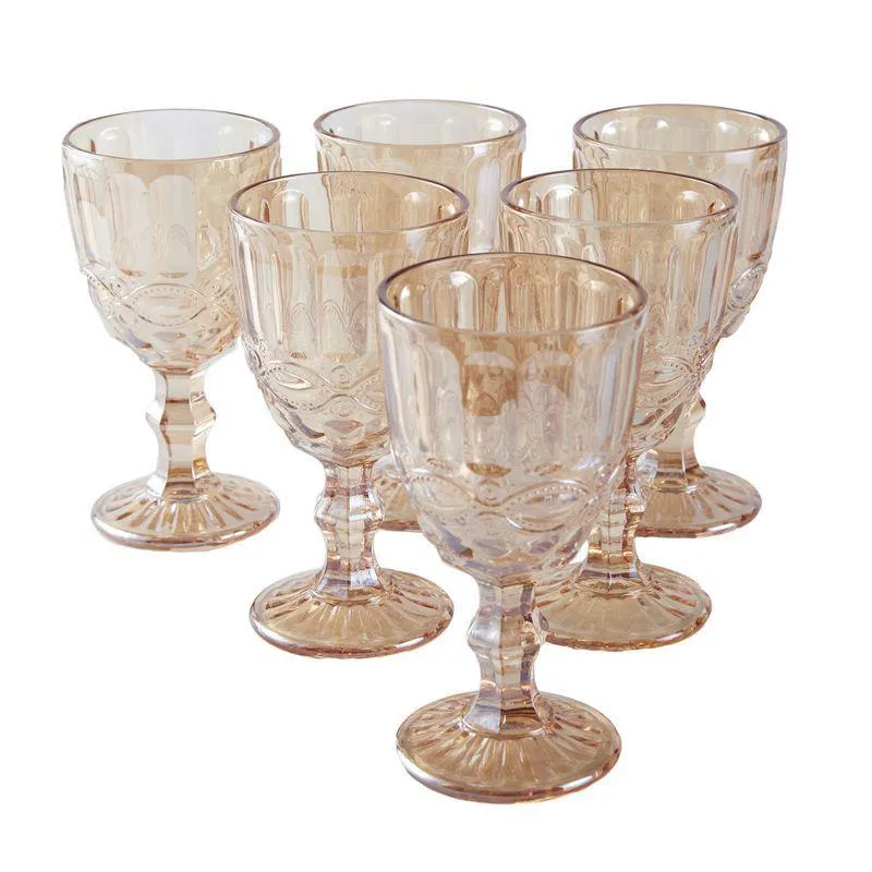 Set X 6 Copas Vidrio Ambar Infinit 17 X 9Cm - OKKO