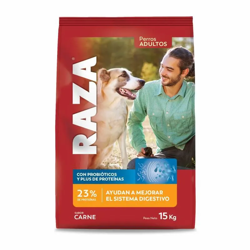 Alimento para Perro Adulto Carne + Proteínas Raza x 15 Kg.