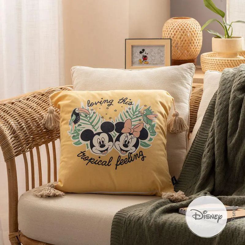 Funda de Almohadón Loving This Tropical Feeling Minnie y Mickey