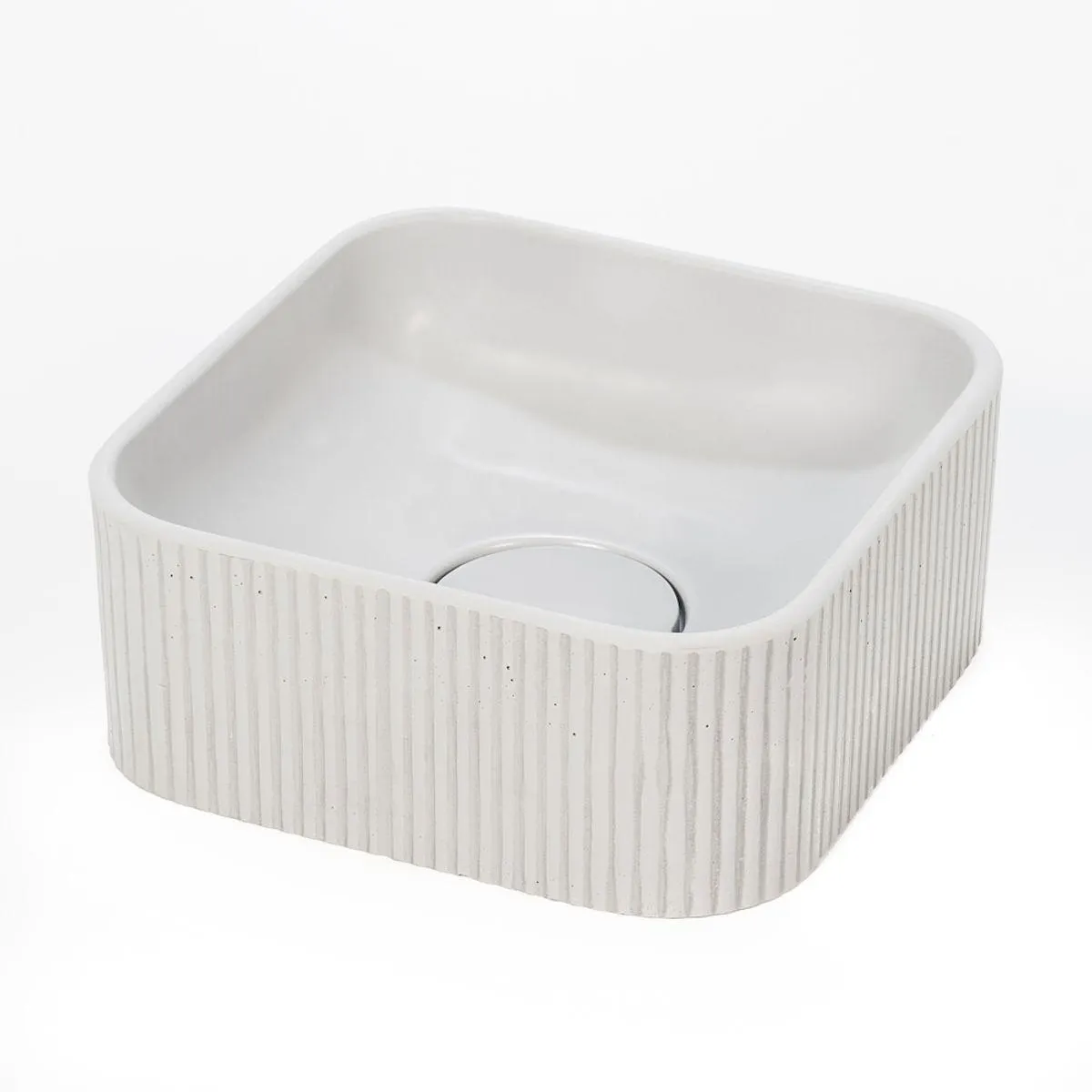 Bacha De Apoyar Junco Gris Perla Resina Poliéster PolyQuartz