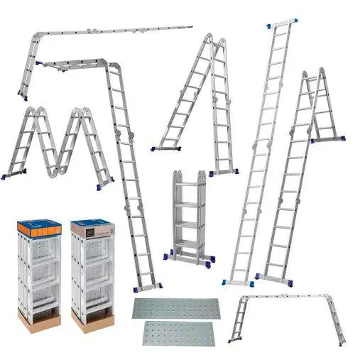 Escalera de Aluminio Multifunción Articulada 16 Escalones 4x4 Plegable Mor