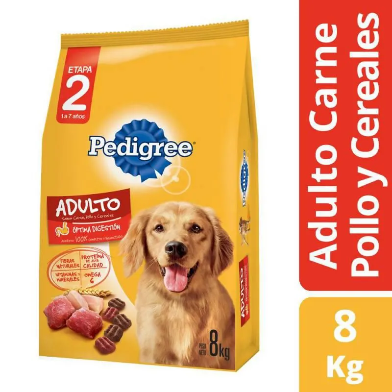 Alimento para Perro Adulto Carne, Pollo y Cereal Pedigree x 8 Kg.