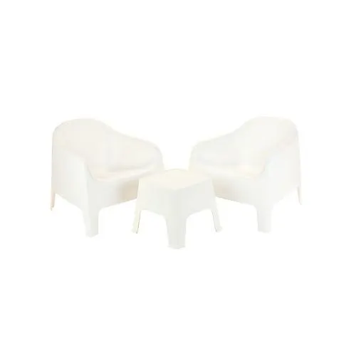 Set de 2 sillones skarpo blanco 71x73 cm con mesa auxiliar Garden Life
