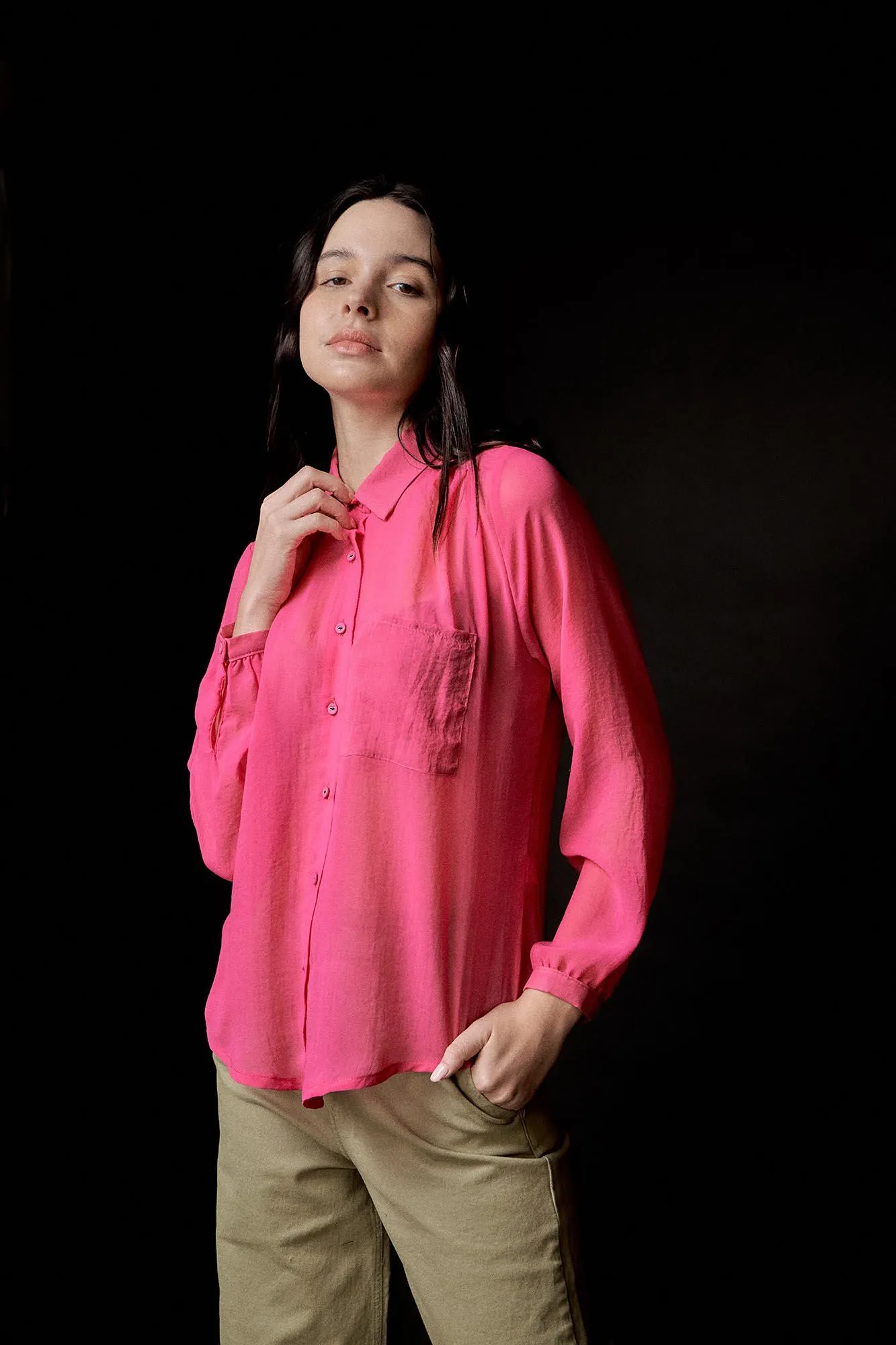 camisa polke fuxia