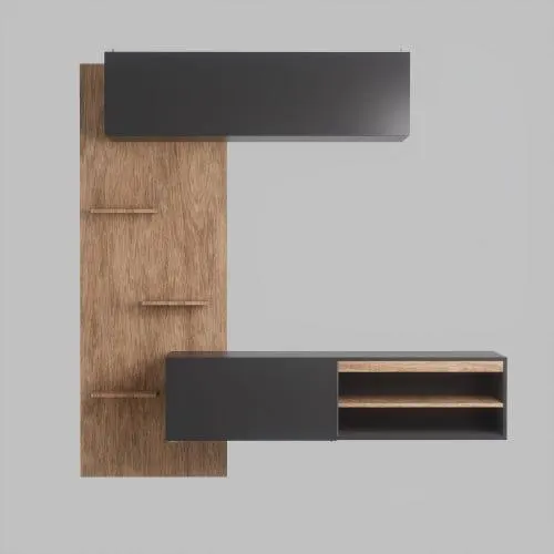 Rack flotante RW-NOF para tv olmo y negro EMC