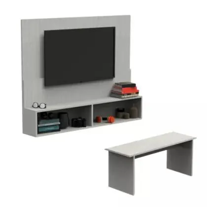 Set de Rack de TV hasta 55" y mesa ratona roble blanco
