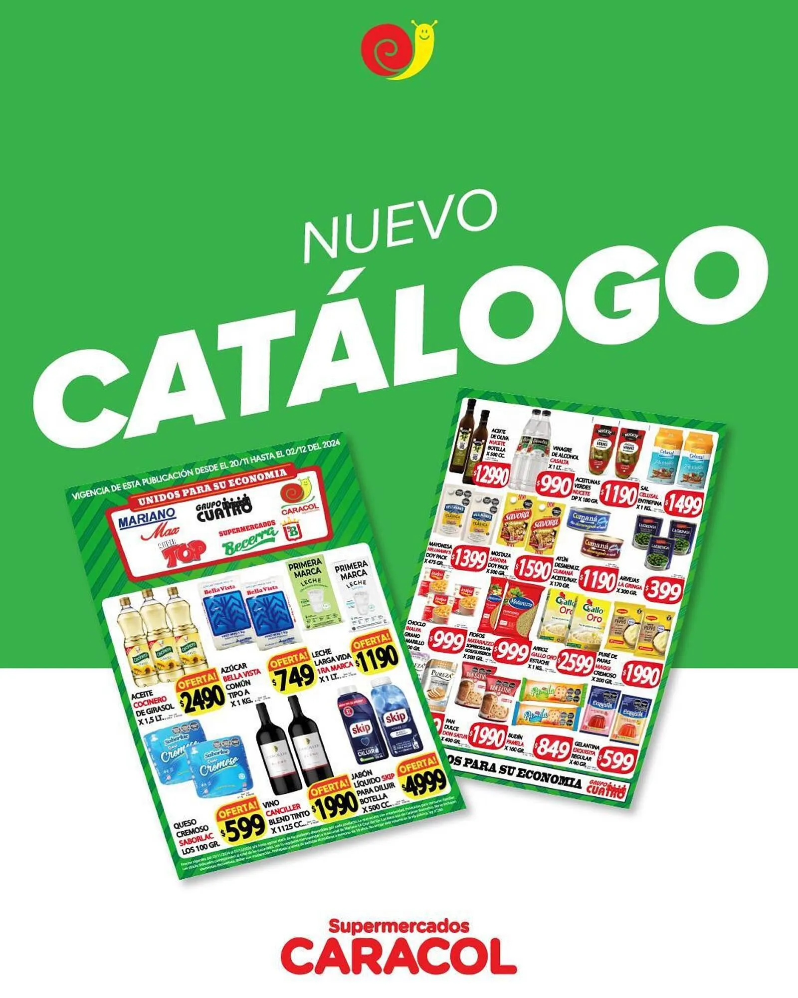 Ofertas de Catálogo Supermercados Caracol 20 de noviembre al 2 de diciembre 2024 - Página 1 del catálogo