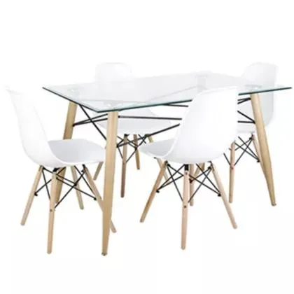 Juego de comedor Irlanda mesa rectangular y 4 sillas blanco