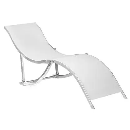 Reposera plegable de aluminio y tela plateada