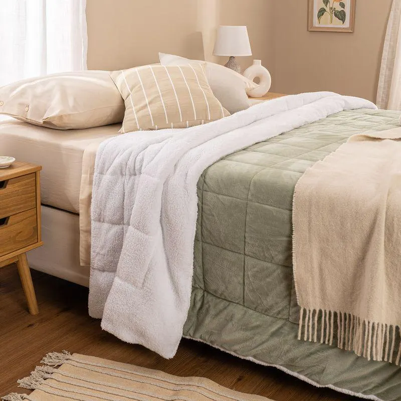 Acolchado Queen Size Mink y Corderito