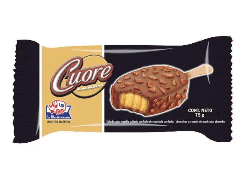 Helado La Montevideana cuore chocolate con almendras 75 Gr.